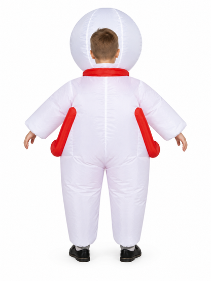 Inflatable astronaut costume for kids with helmet and rocket print