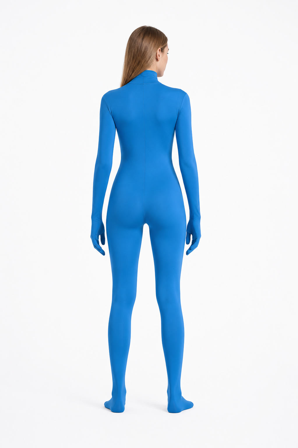 Zentai Jumpsuit with Covered Hands and Feet back view