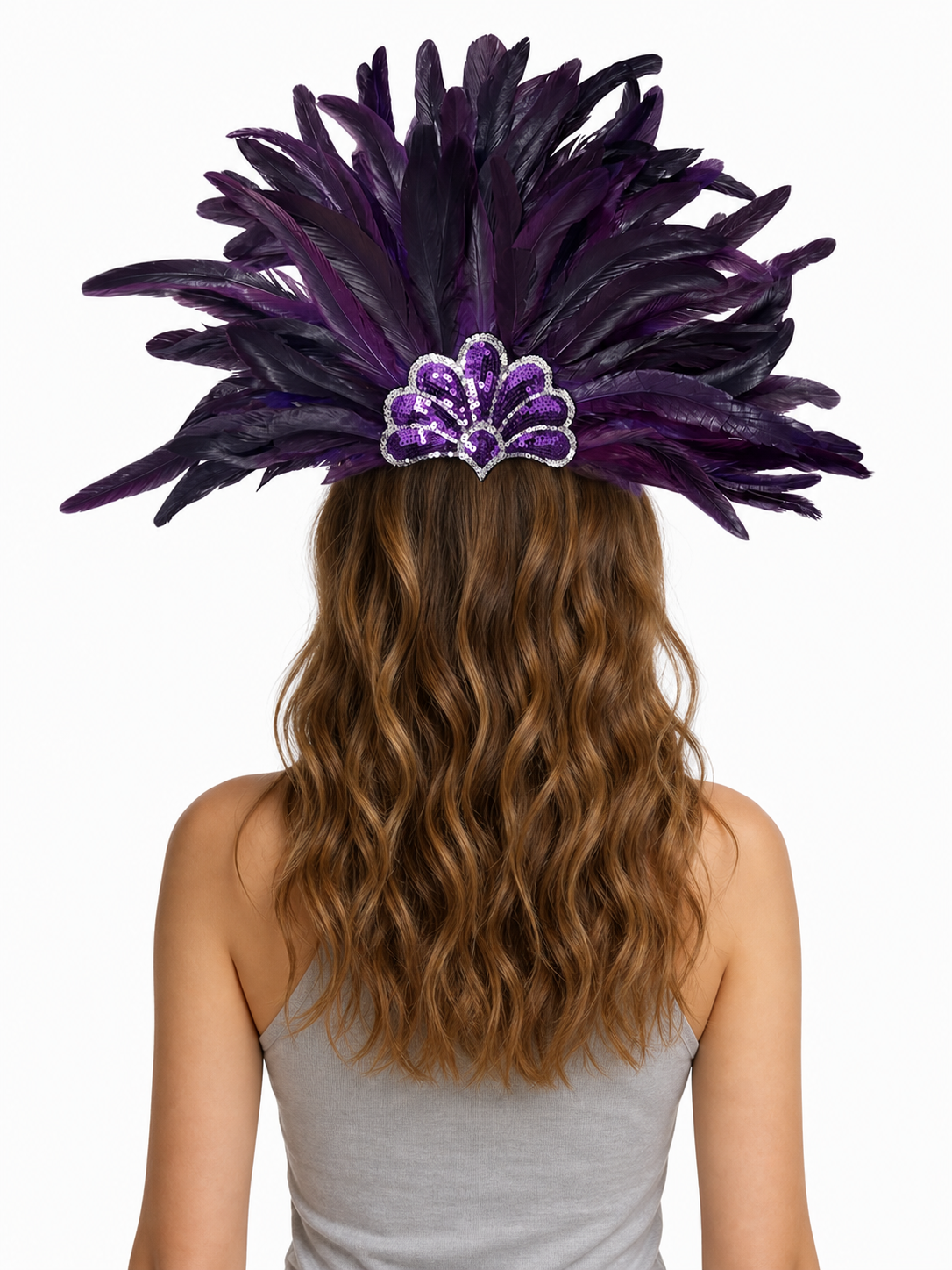 Carnival headpiece with feathers and sequins
