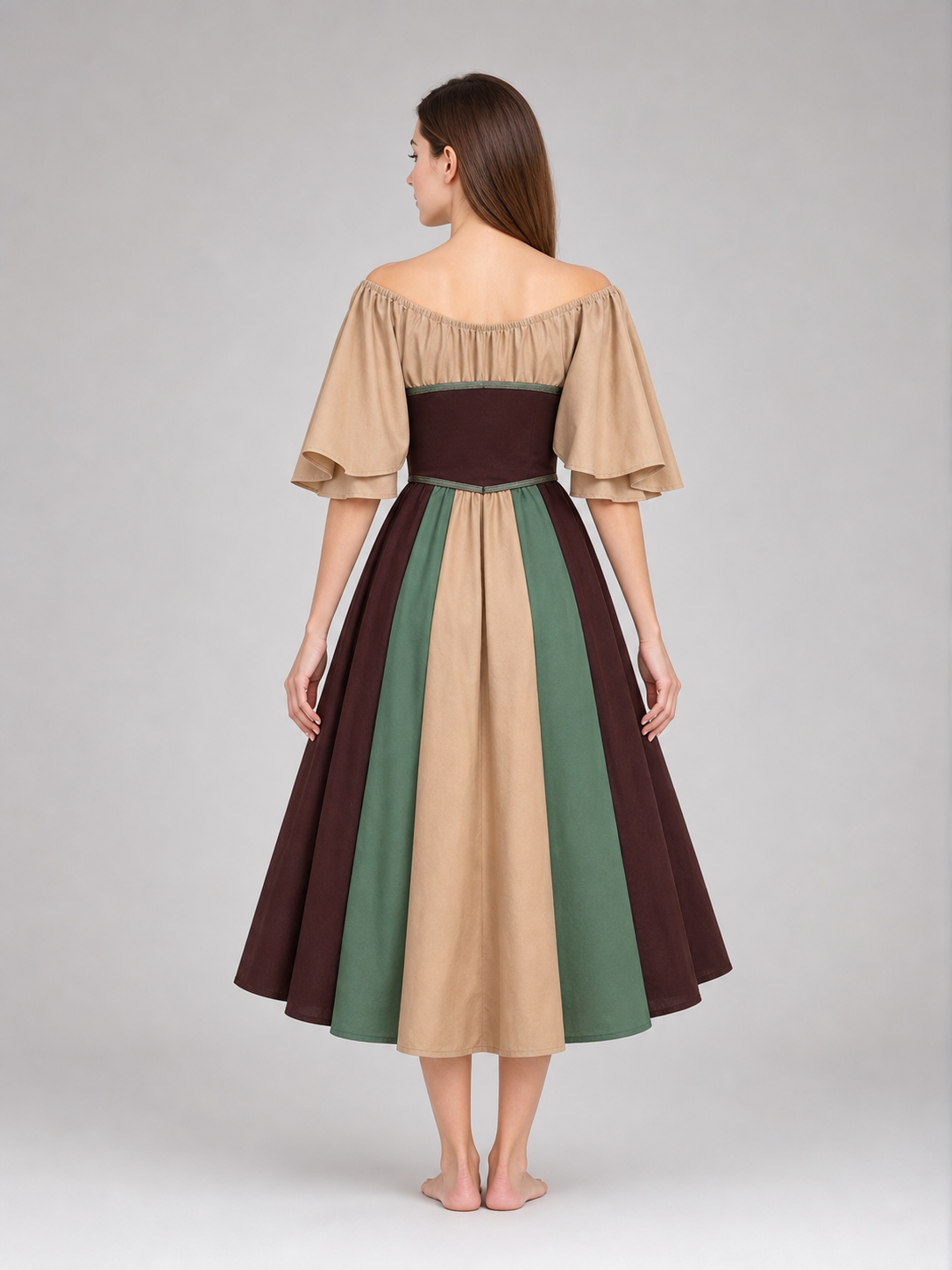 Medieval Dress with Corset Lacing and Ruffles