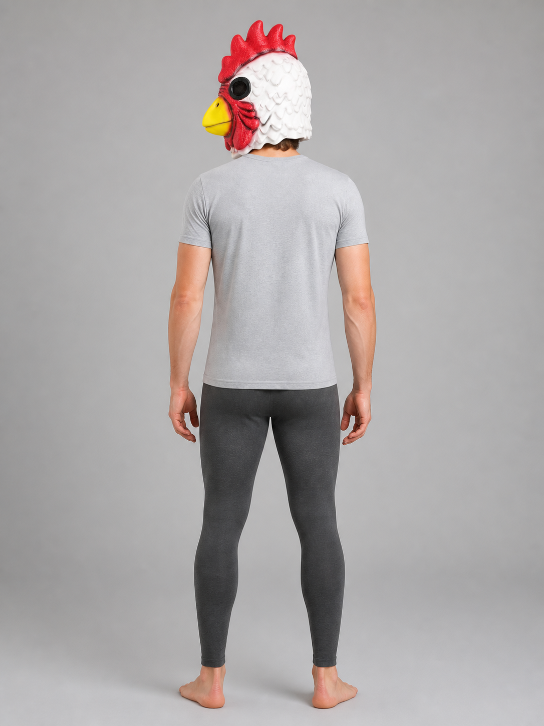 White and Red Rooster Carnival Headpiece for Halloween back view