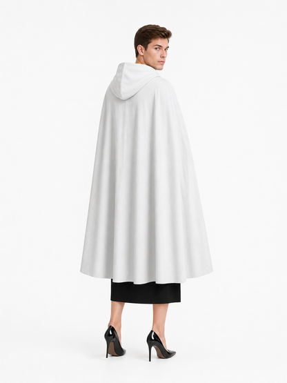White medieval costume cloak with hood