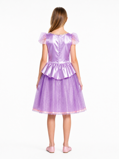 Light Purple Princess Dress with Ruffles back view