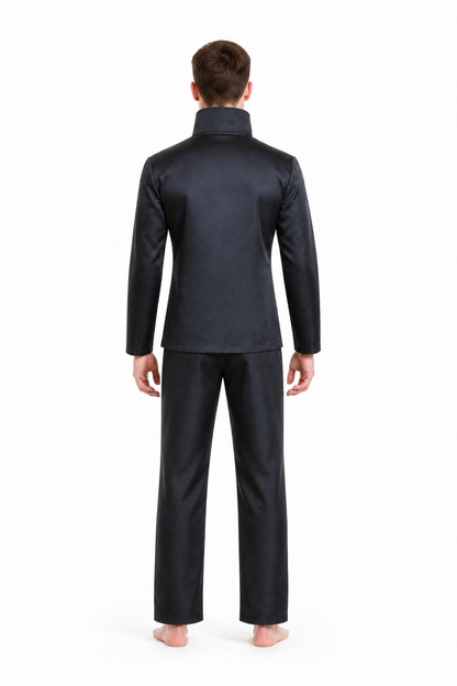 Black Anime Costume with Gold Buttons back view
