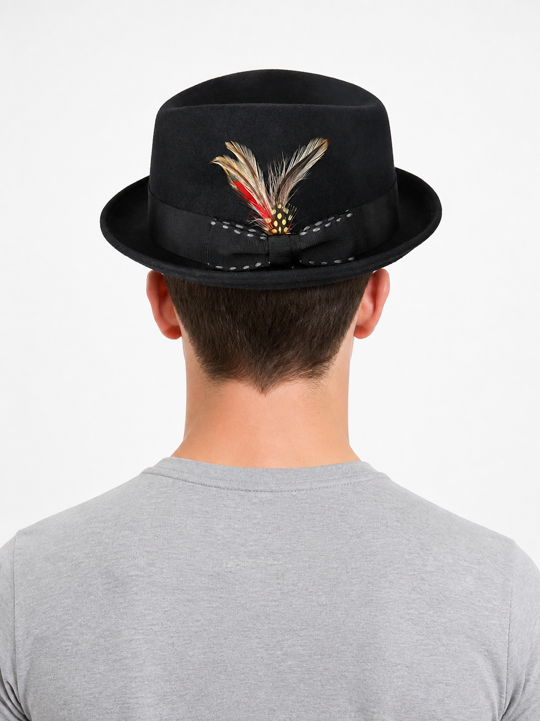 Carnival Fedora Hat with Feathers and a Wide Brim