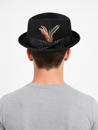 Carnival Fedora Hat with Feathers and a Wide Brim