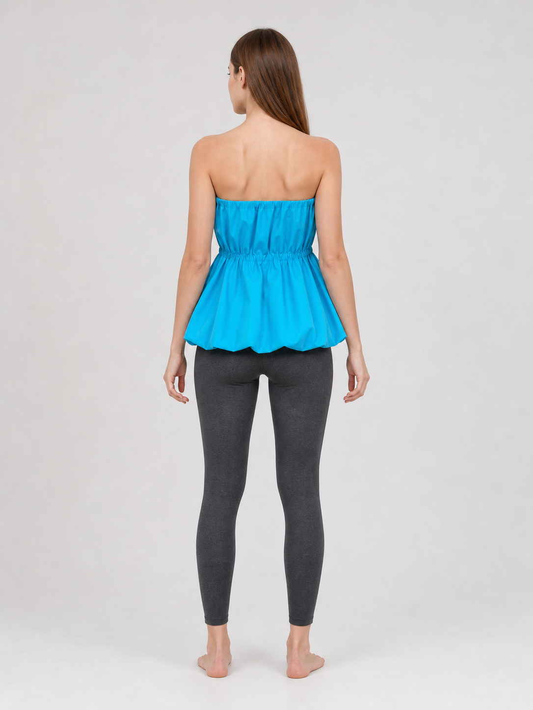 Strapless Dress with Scalloped Edge and Gathering