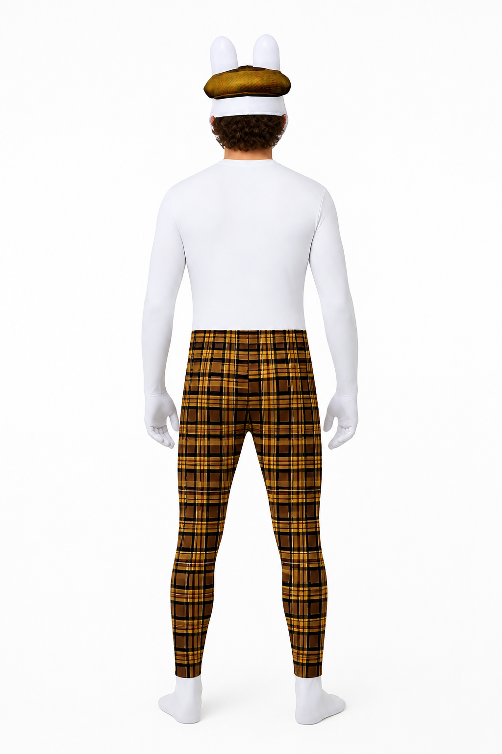 Rabbit Costume with Mask and Plaid Jumpsuit back view