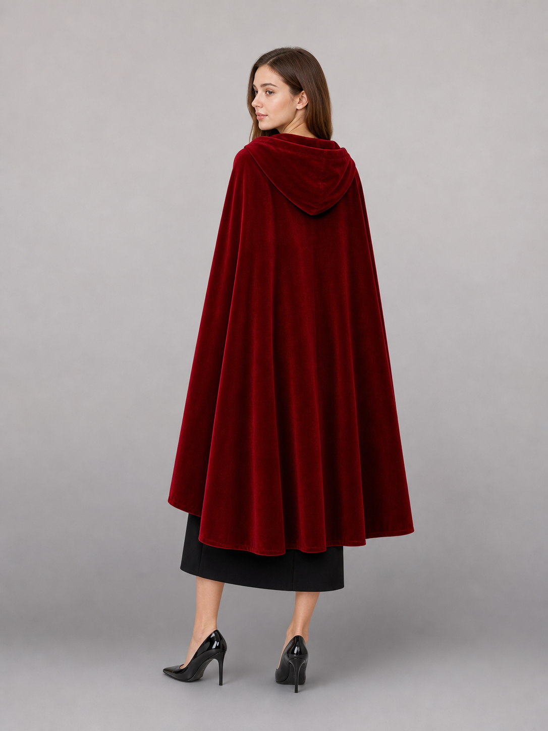 Red medieval carnival cloak with hood