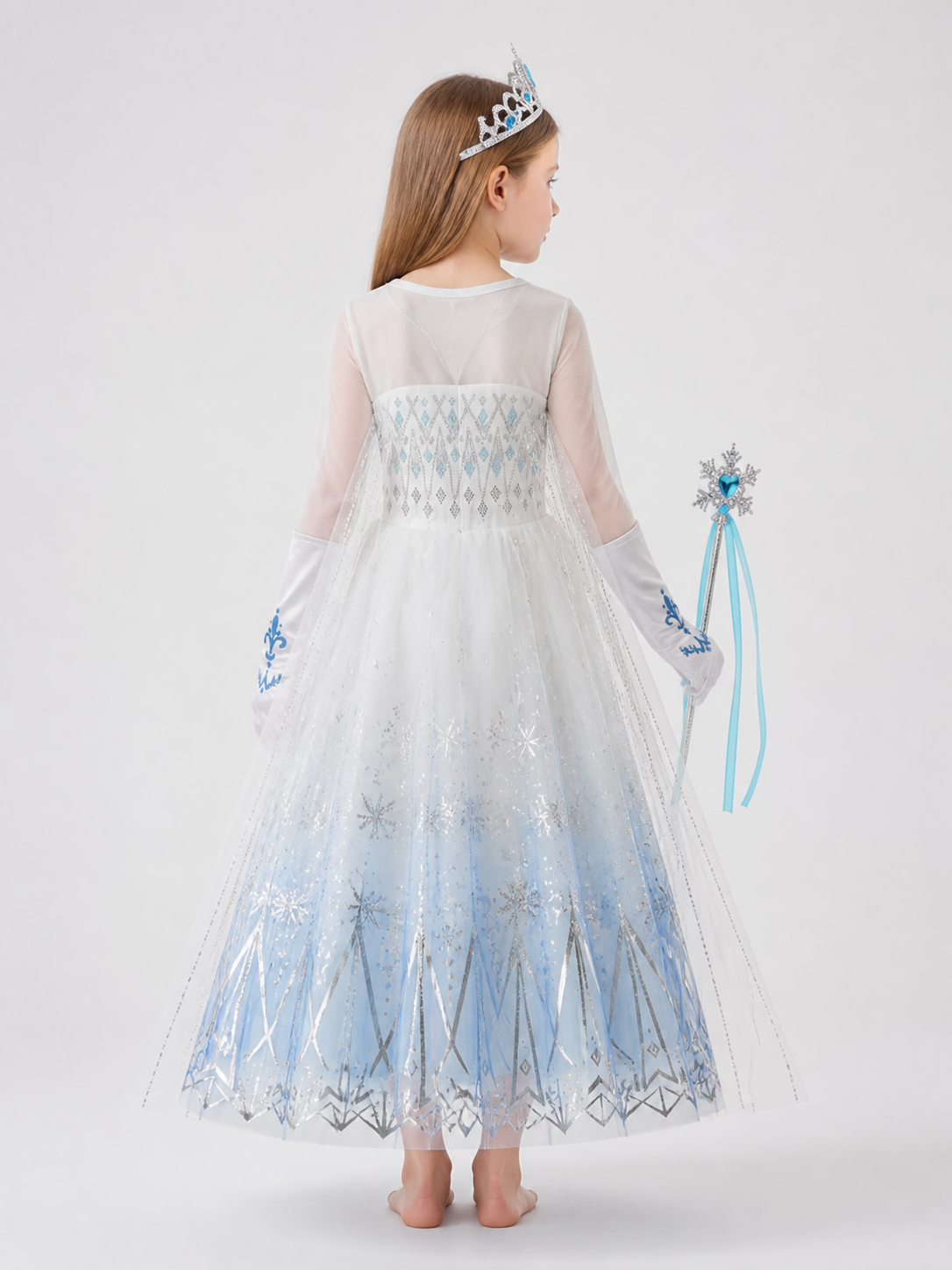 Princess Costume with a White Dress and Crown