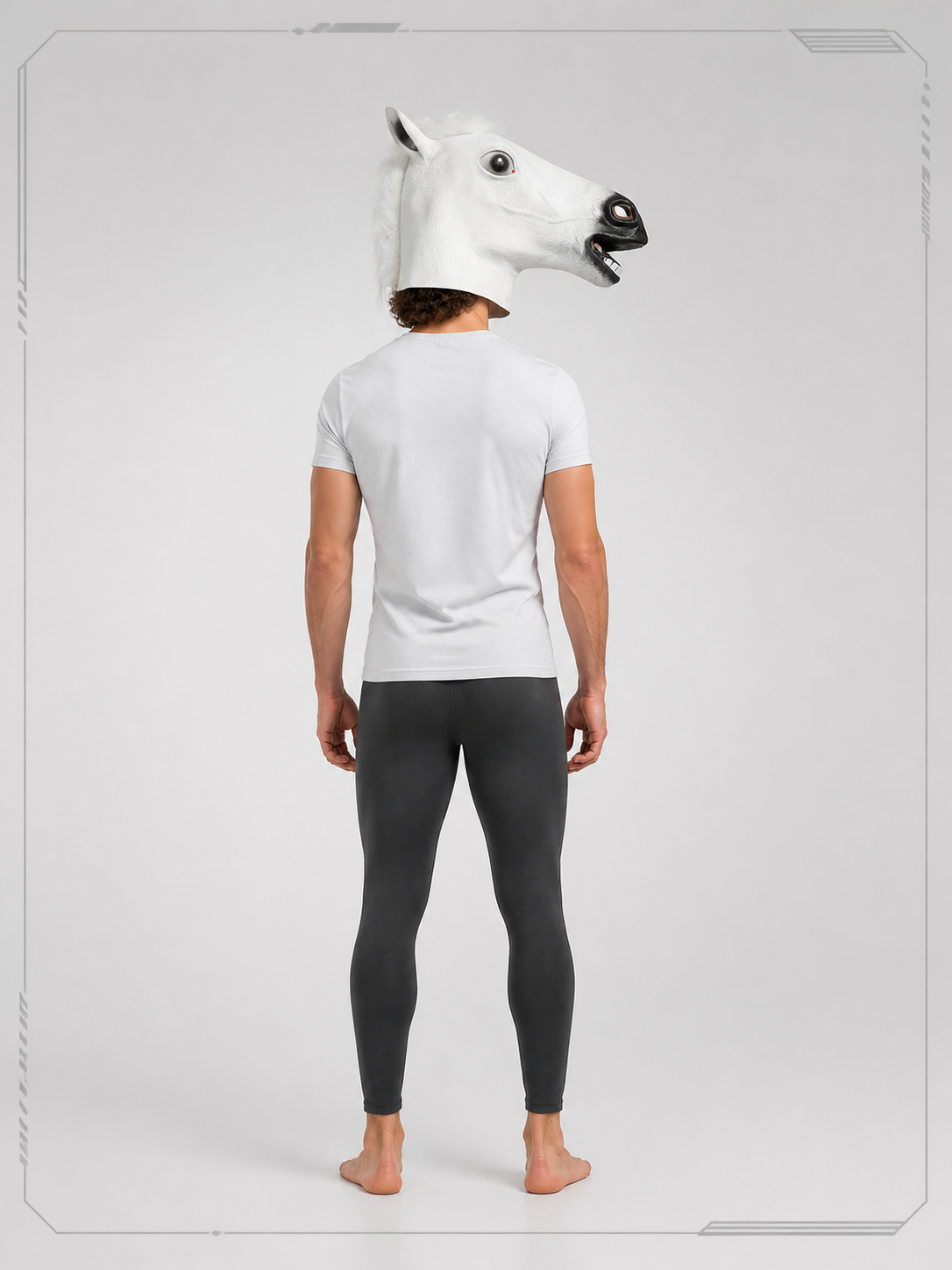White Horse Head Carnival Mask for Halloween and Cosplay back view