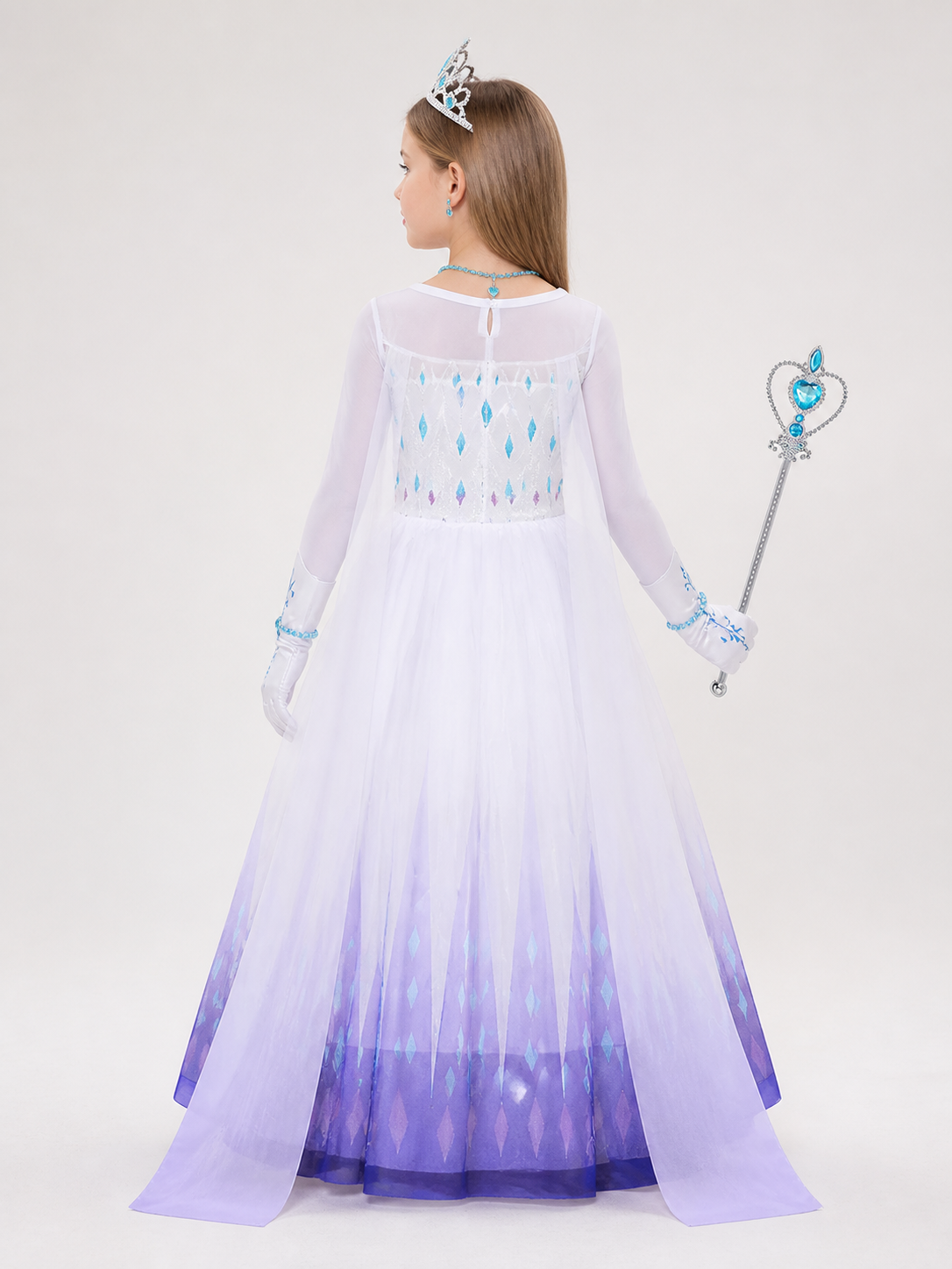 Blue Carnival Dress Costume for Halloween and Cosplay back view