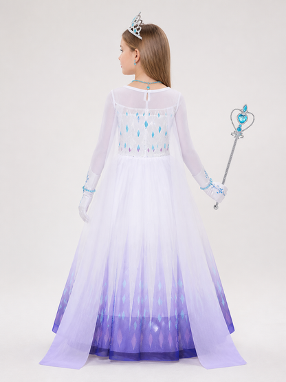 Blue Carnival Dress Costume for Halloween and Cosplay back view