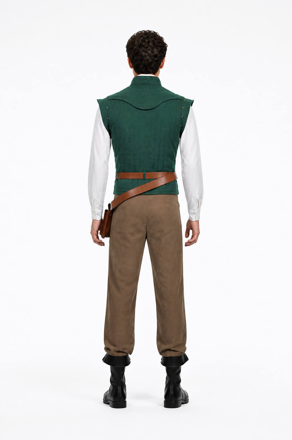 Flynn Rider Cosplay Costume with Vest and Pants back view
