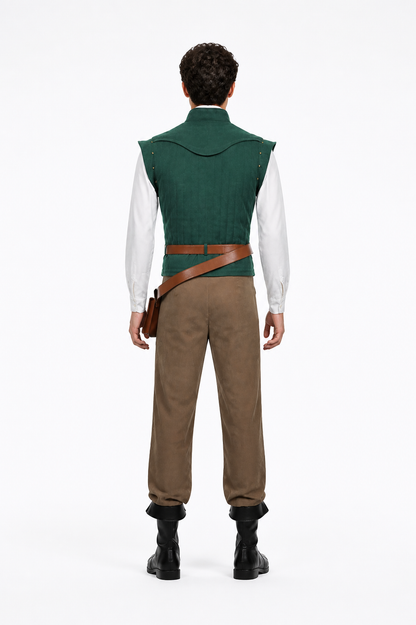 Flynn Rider Cosplay Costume with Vest and Pants back view