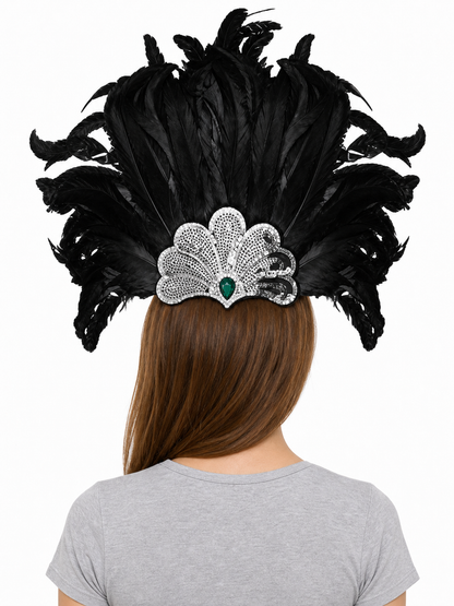 Feather and Bead Headpiece for Masquerade