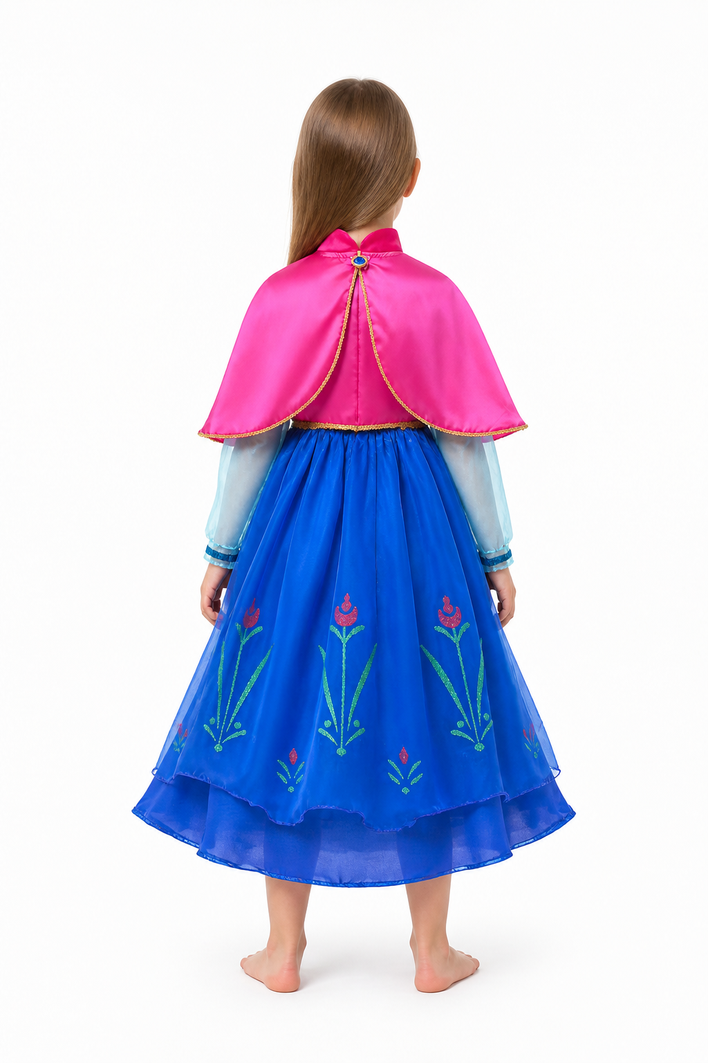 Long Princess Dress for Girls with Flowers and Vines back view