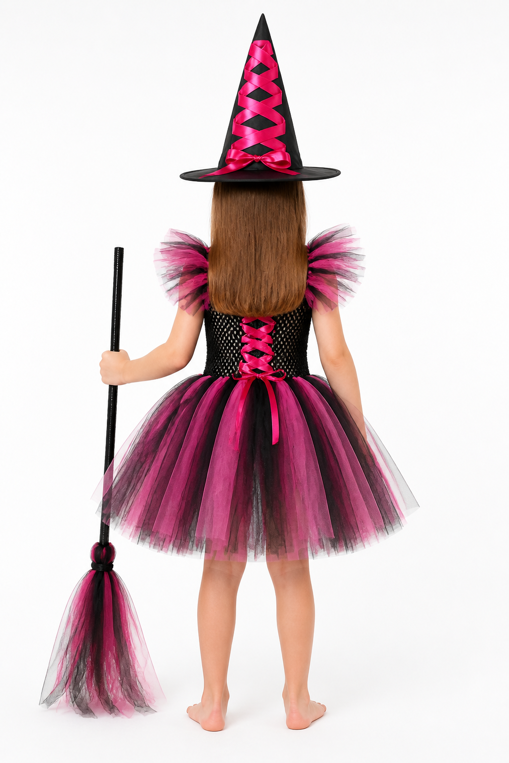 Witch Costume with Pointed Hat and Full Skirt back view