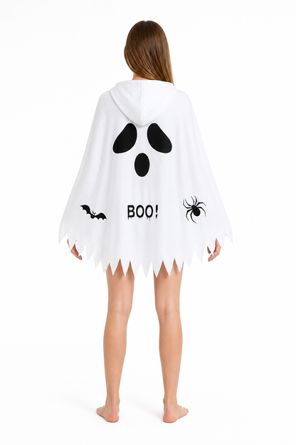 Glow-in-the-Dark Ghost Cape with Spider and Bat back view