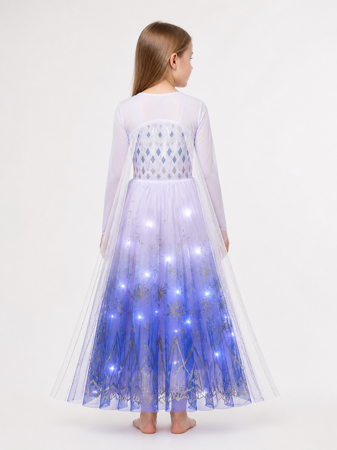 Glowing Snow Queen Carnival Dress for Cosplay back view
