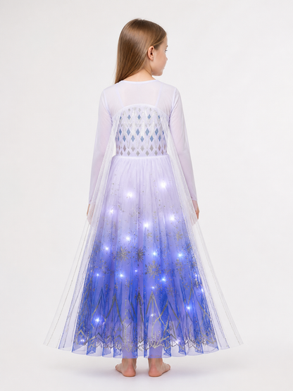 Glowing Snow Queen Carnival Dress for Cosplay back view