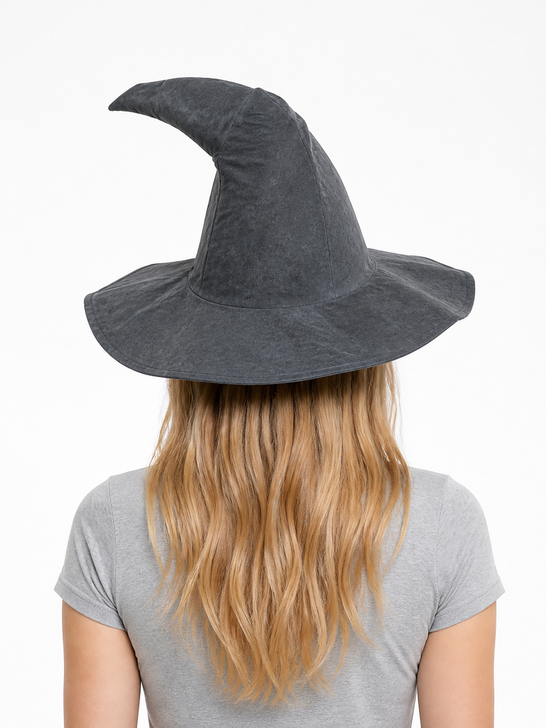 Wide-Brim Carnival Hat with Curved Top back view