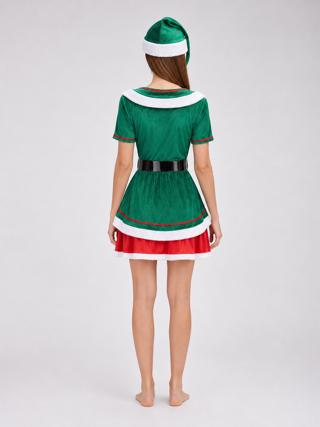 Festive Elf Costume: Dress, Hat, and Belt