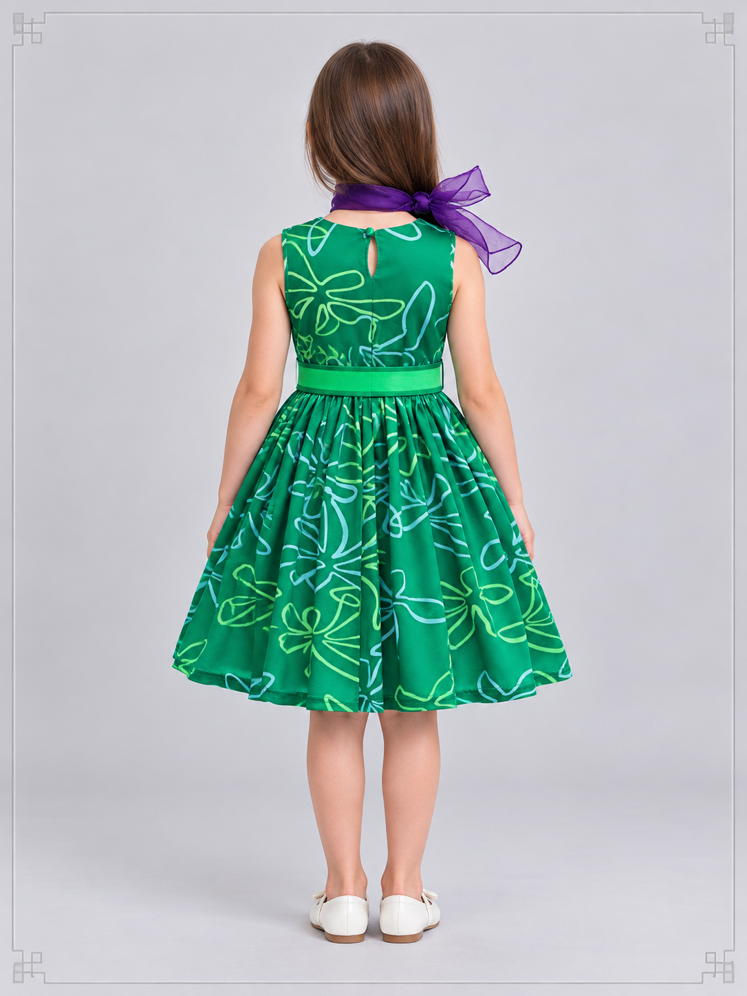 Dark Green Children's Holiday Dress with Belt