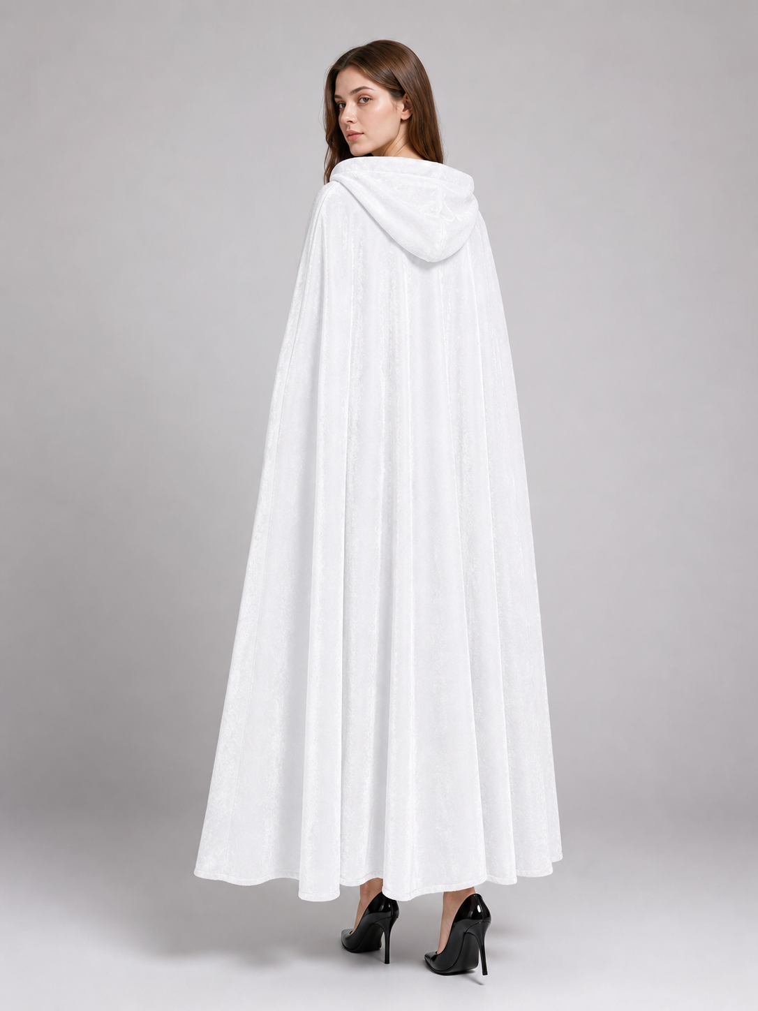Long White Hooded Carnival Cloak
