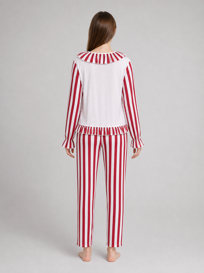 Striped Ruffled Clown-Style Sleep Set