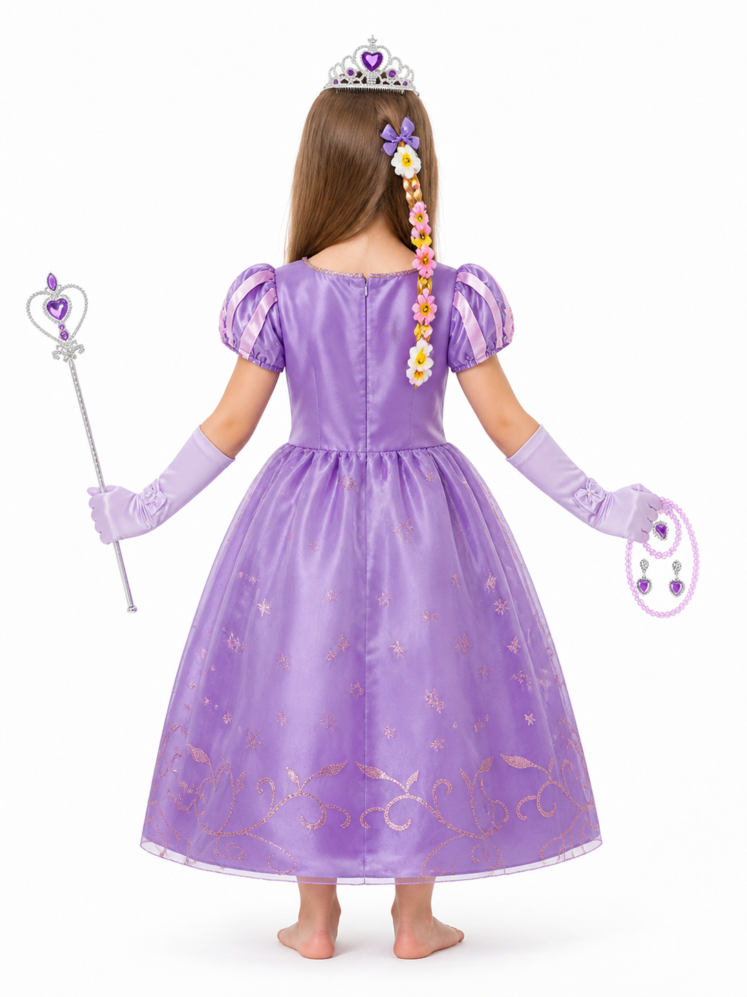 Rapunzel Princess Costume with Accessories back view