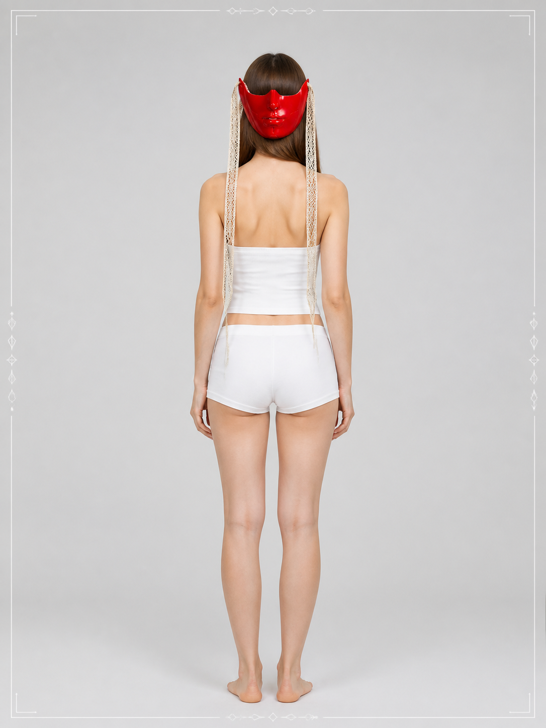 Red Carnival Mask for Halloween and Cosplay back view