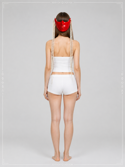 Red Carnival Mask for Halloween and Cosplay back view