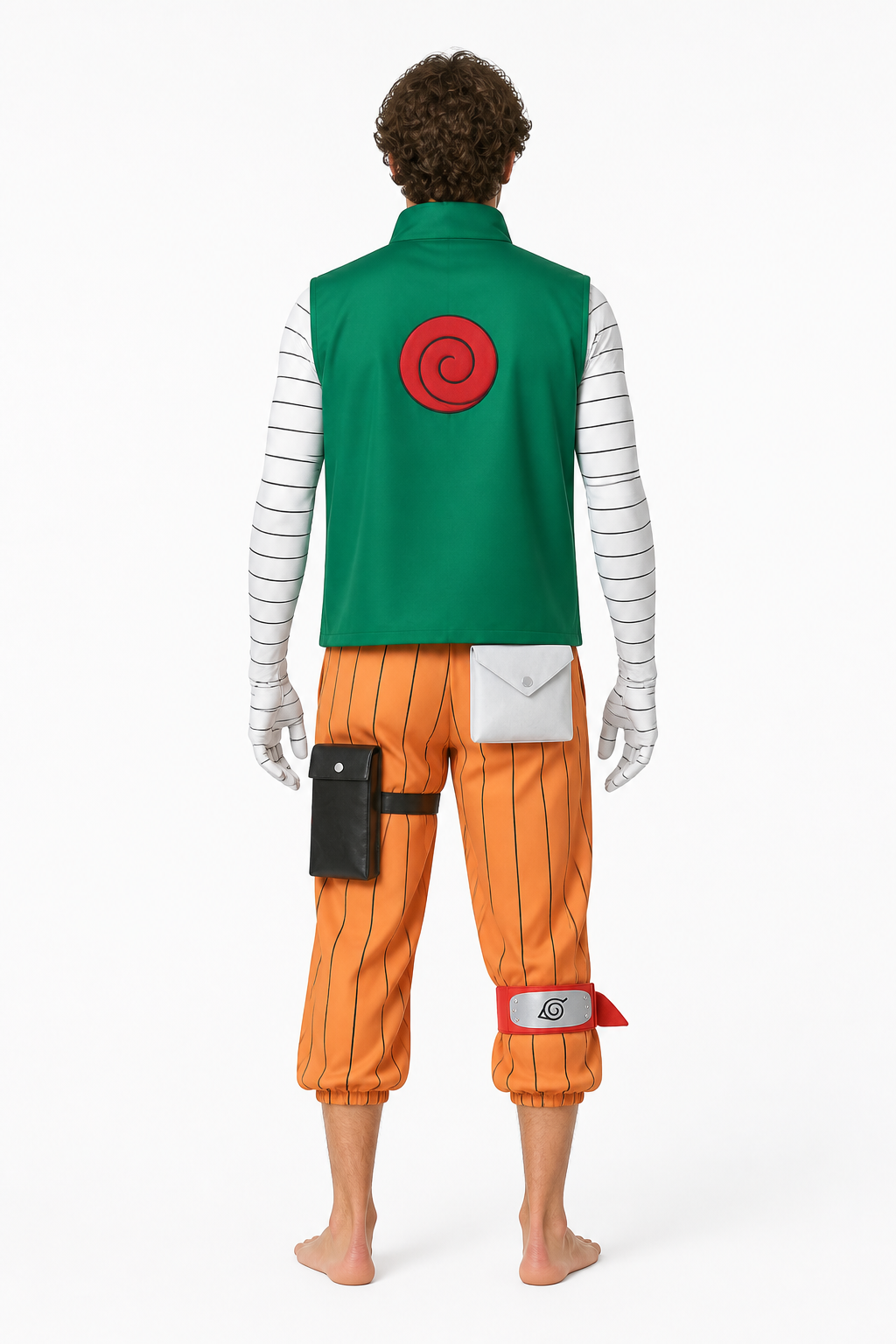 Rock Lee Cosplay Costume with Accessories back view