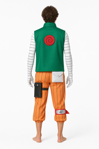 Rock Lee Cosplay Costume with Accessories back view