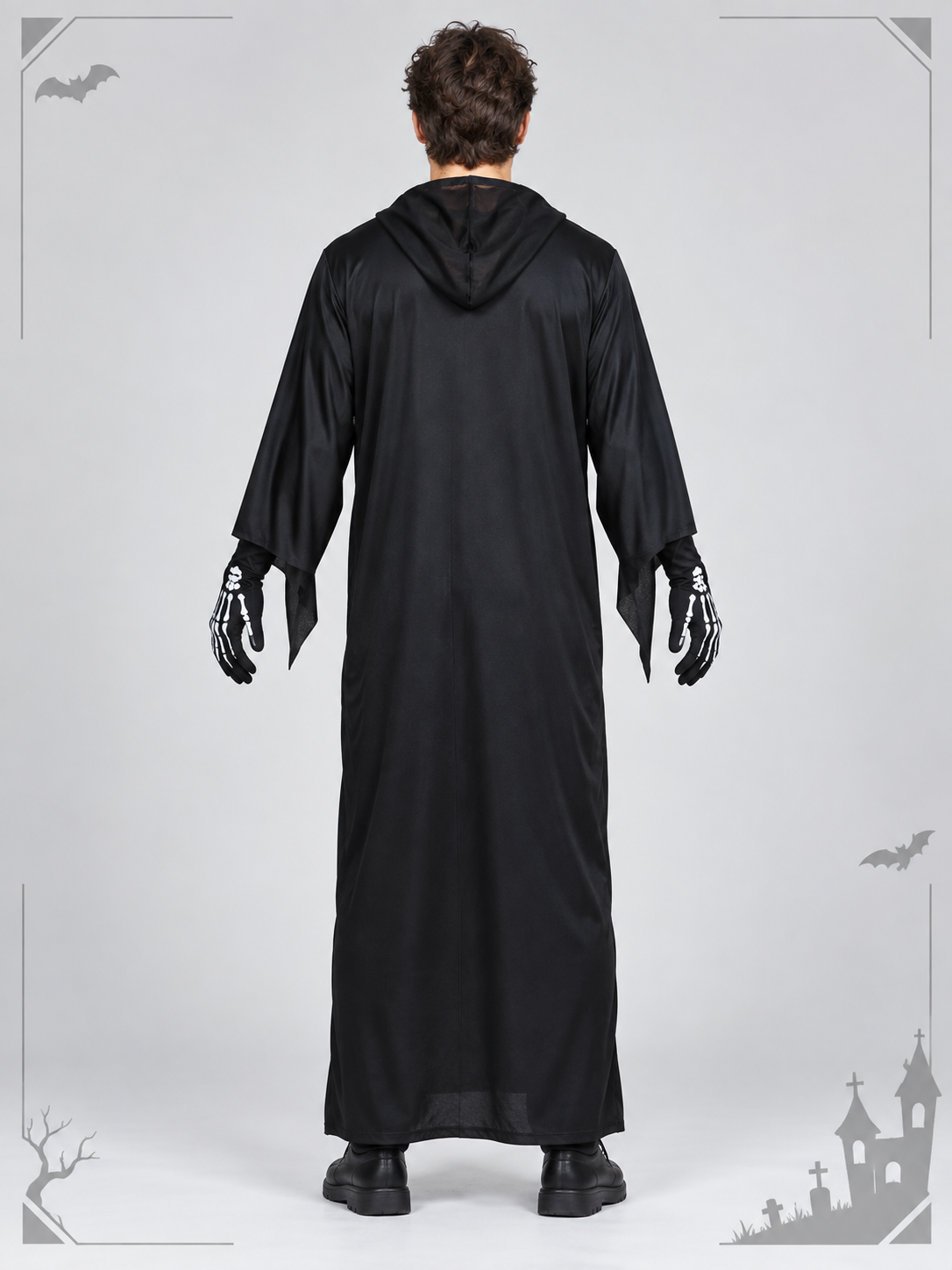 Skeleton Costume: Robe, Mask, and Gloves