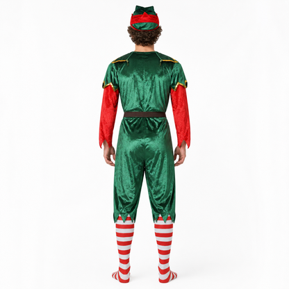 Carnival Elf Costume Jumpsuit with Hat back view