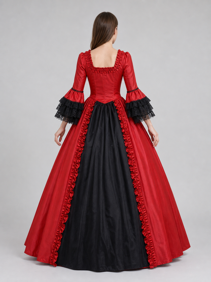 Gothic Dress with Lace and Flared Sleeves