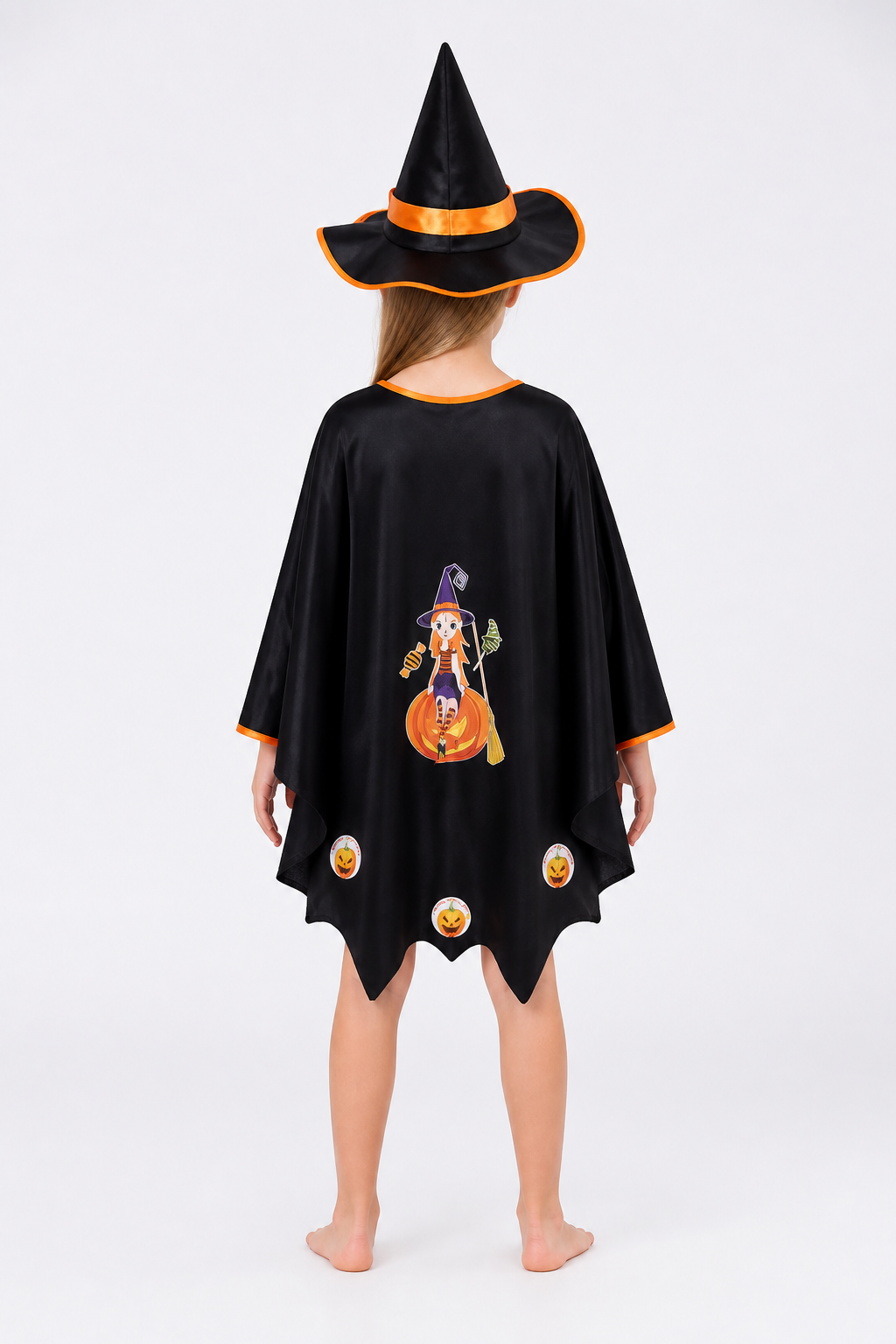 Carnival Costume with Cape and Pointed Hat back view