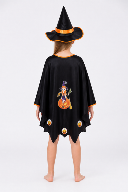 Carnival Costume with Cape and Pointed Hat back view