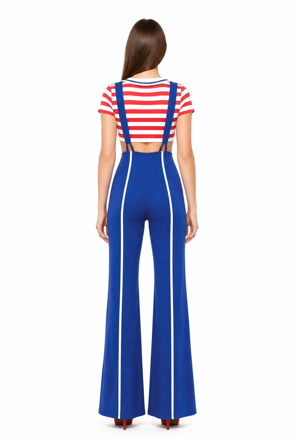 Cosplay Costume: Sailor Top and Bib Pants back view