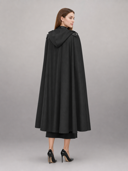 Black Gothic Carnival Cloak with Hood