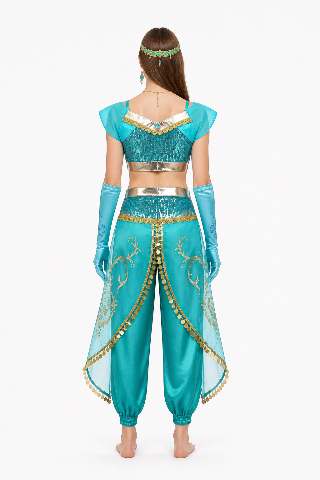 Jasmine Costume with Harem Pants and Accessories back view