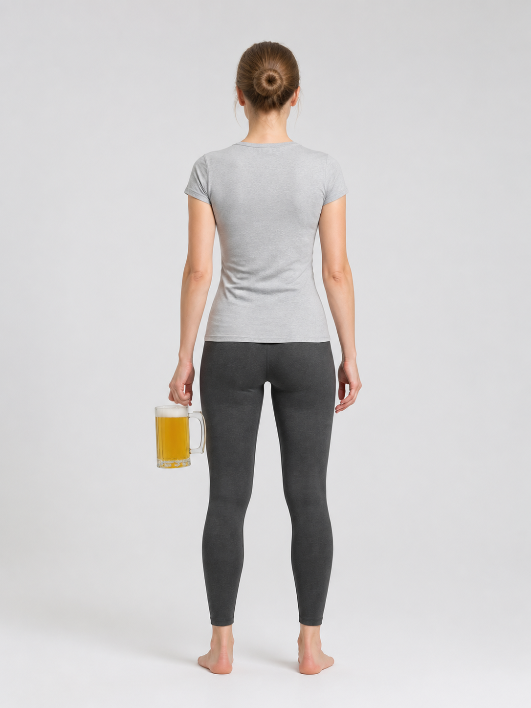 Cylindrical Beer Glass with Handle and Thick Bottom back view