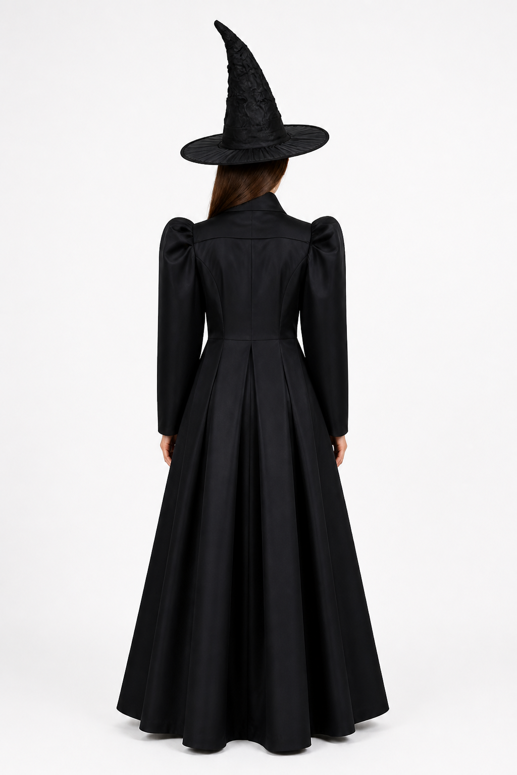 Cosplay Costume: Long Black Robe and Hat back view