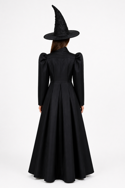 Cosplay Costume: Long Black Robe and Hat back view