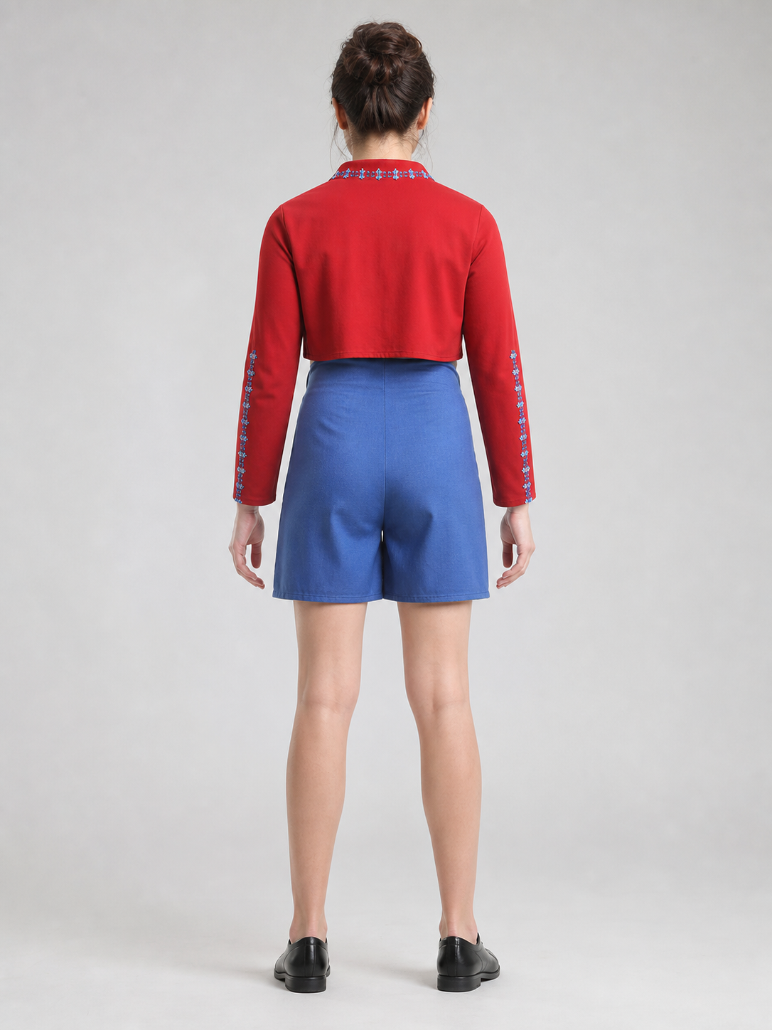 Historical Cosplay Costume, Red and Blue Set back view