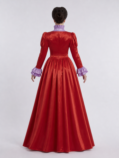 Red Queen Stage Costume with a High Collar