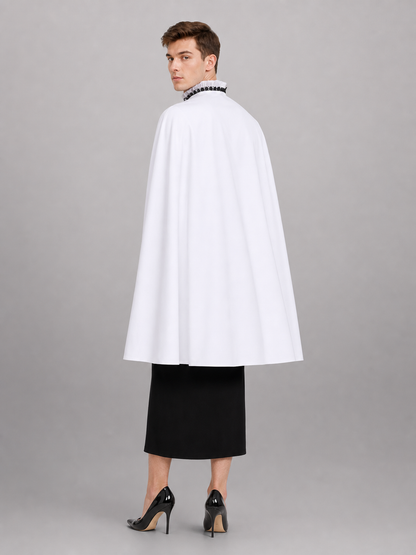 White Costume Shirt with Jabot and Embroidery