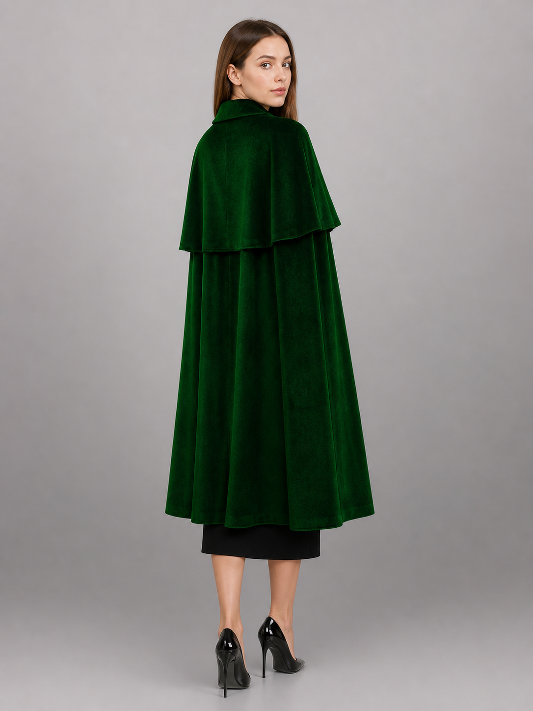 Green Carnival Cloak with High Collar